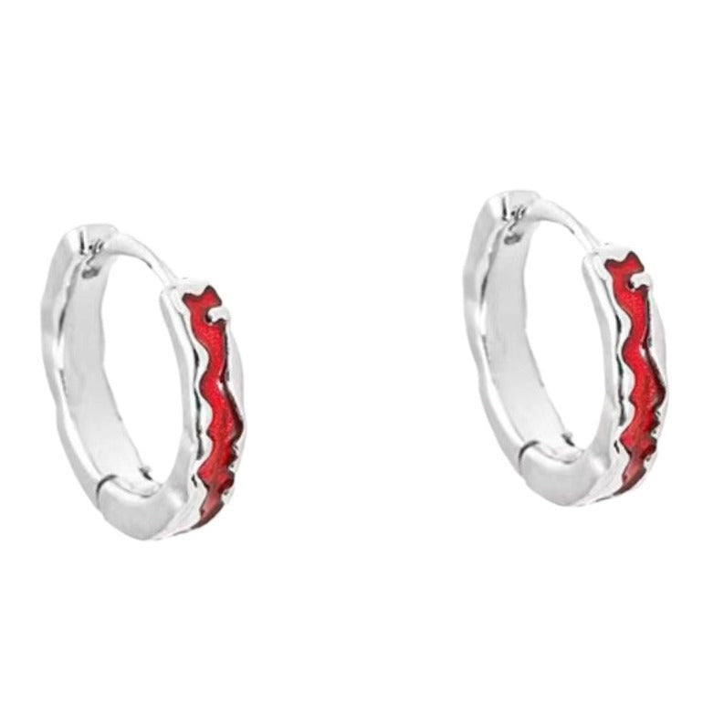 Wholesale red irregular texture earrings