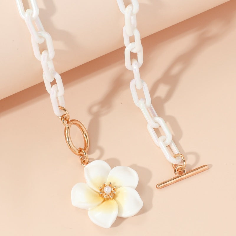 Wholesale Spring Flower Chain Acrylic Necklace ACC-NE-GL003