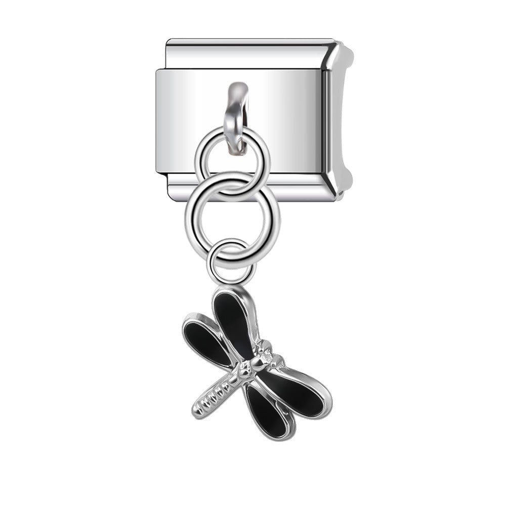 Wholesale Italian Charm Bracelet 9mm DIY Splicing Butterfly Pendant Stainless Steel Composable Bracelet