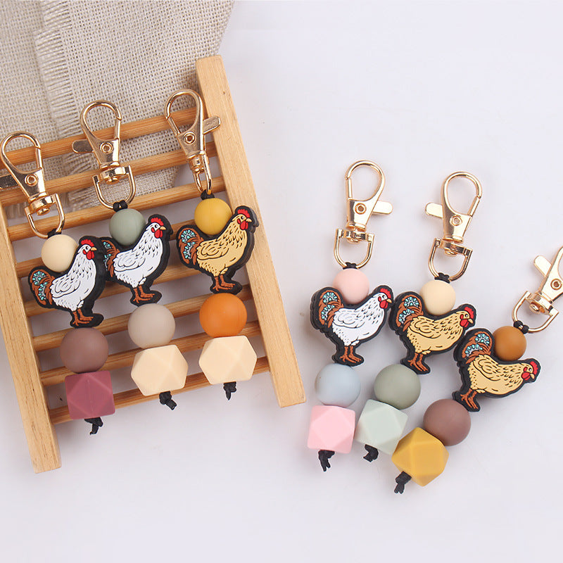 Wholesale  Creative DIY Cartoon Cock Tooth Gel Pendant Keychains