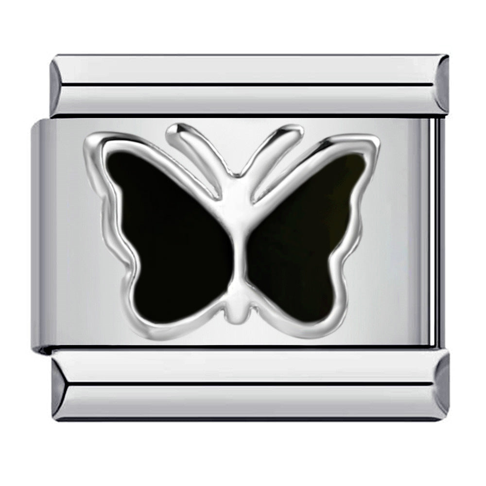 Wholesale  Italian modular stamped heart and butterfly DIY bracelet