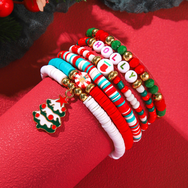 Wholesale Christmas Polymer Clay Crystal Christmas Bracelet Multi-layer Stacking Set ACC-BT-Zhey006