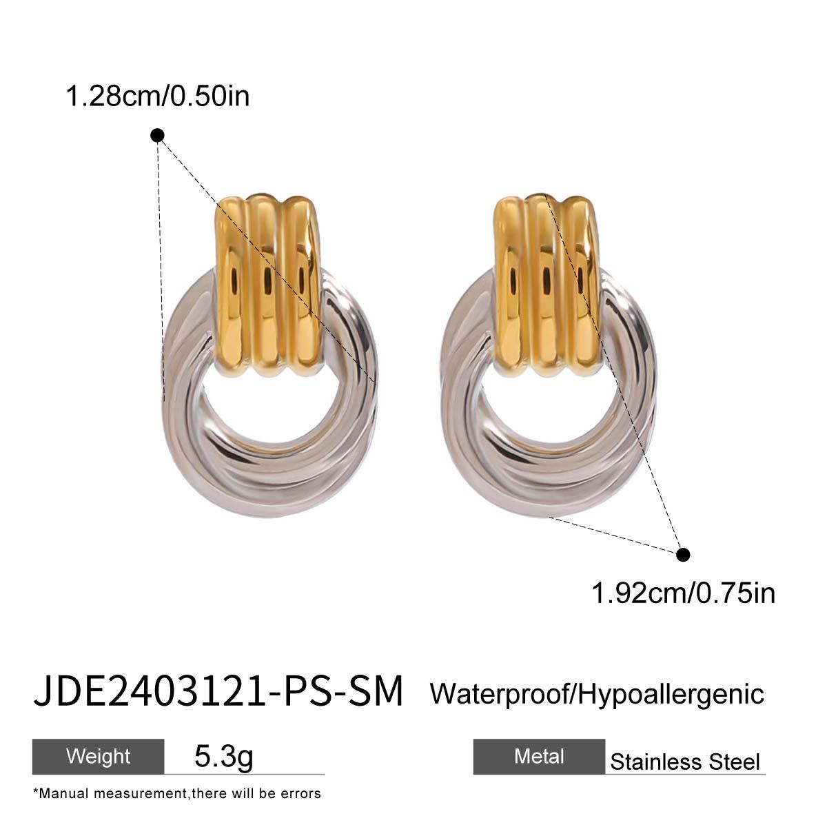 Wholesale  18k gold stainless steel gold and silver color matching earrings