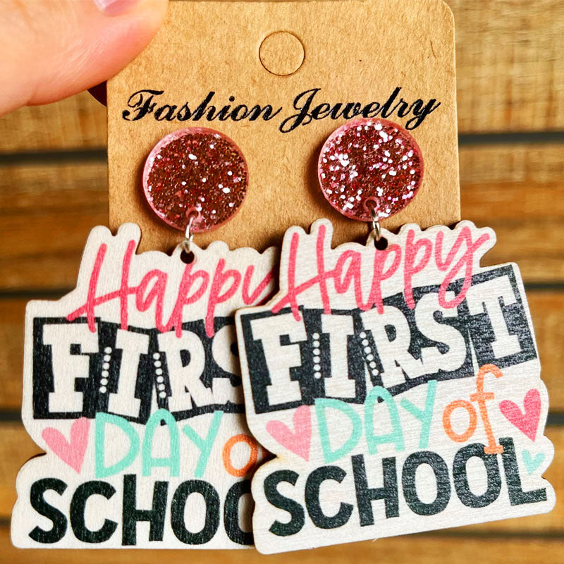 Wholesale Graduation Book and Cap Wooden Earrings Cute Student Gift Jewelry Accessory