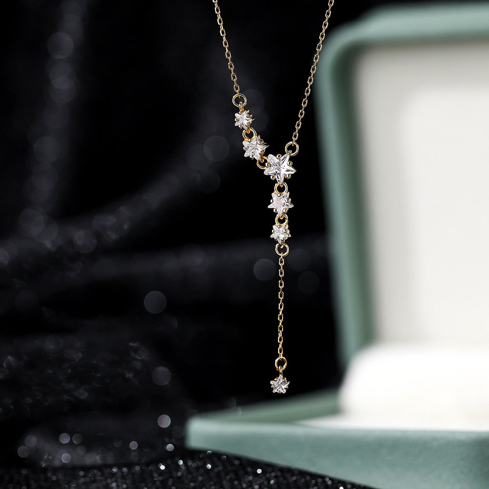 Wholesale S925 Silver Brilliant Star Necklace  Light Luxury Clavicle Chain