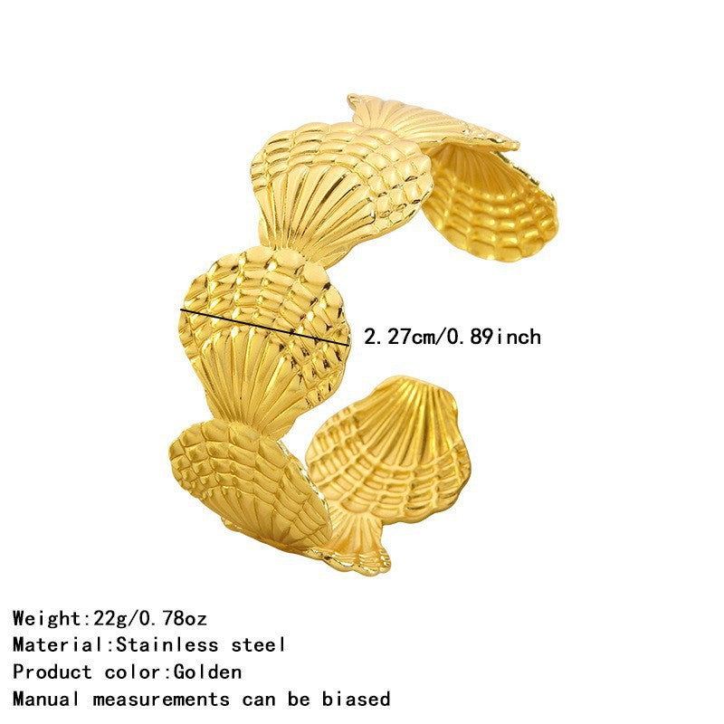 Wholesale Light Luxury Stainless Steel Open Cuff Bracelet with Cutout Design