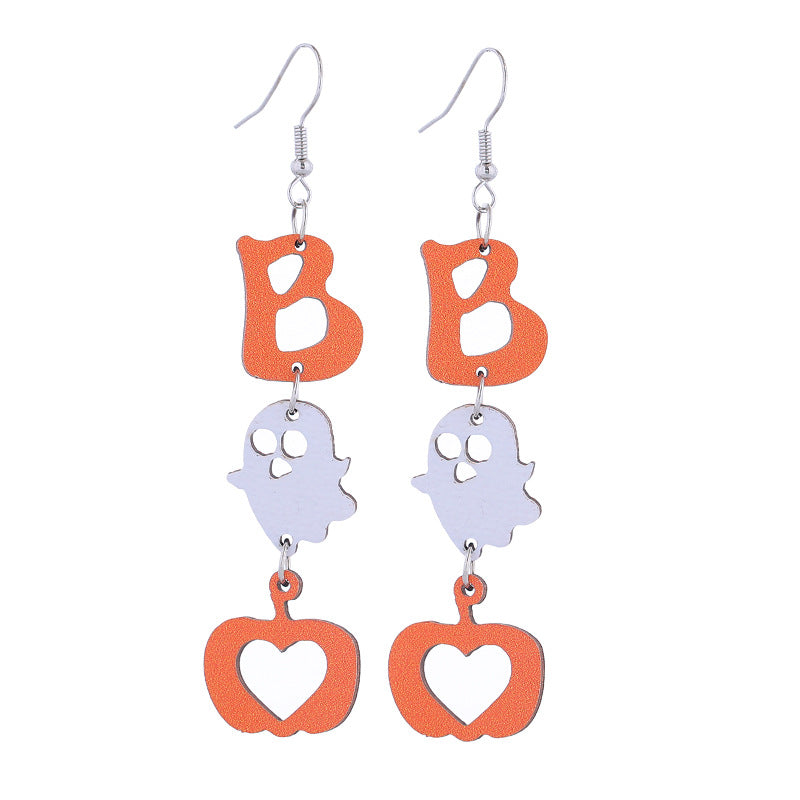 Wholesale Acrylic Earrings Ghost Pumpkin Bat  Skull Long  Halloween Earrings