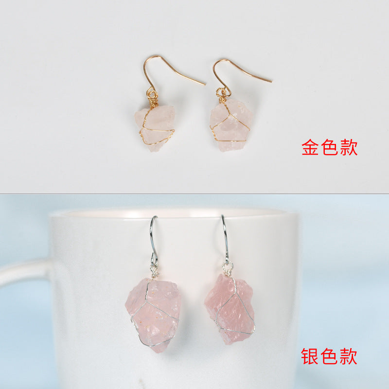 Wholesale Natural Crystal Irregular Rough Stone Earrings ACC-ES-ZhiSF001