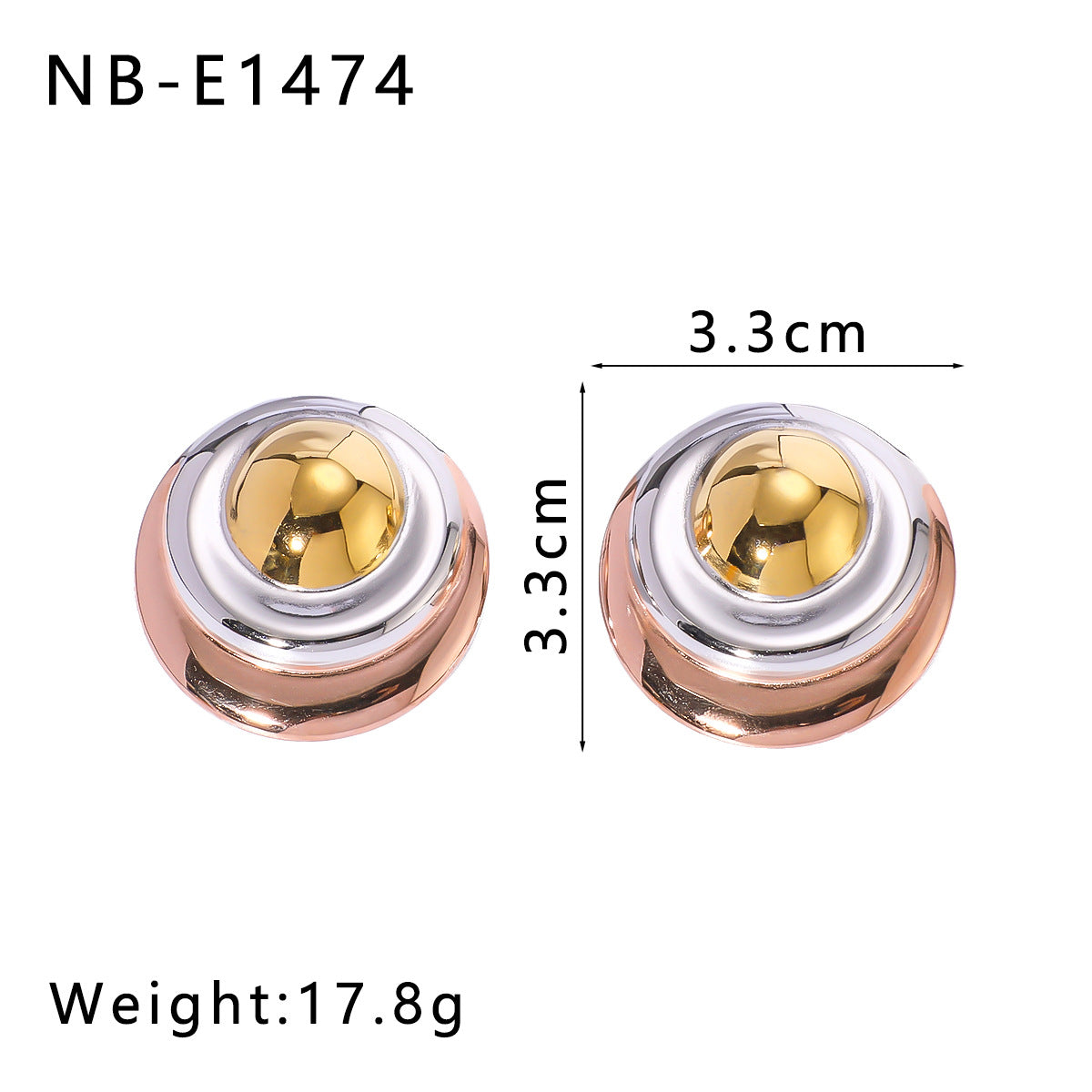 Großhandel Goldstahl gemischte Farbe Textur Edelstahl Ohrringe Anzug