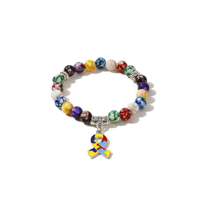 Wholesale colorful beads natural agate stone colorful acrylic bracelet