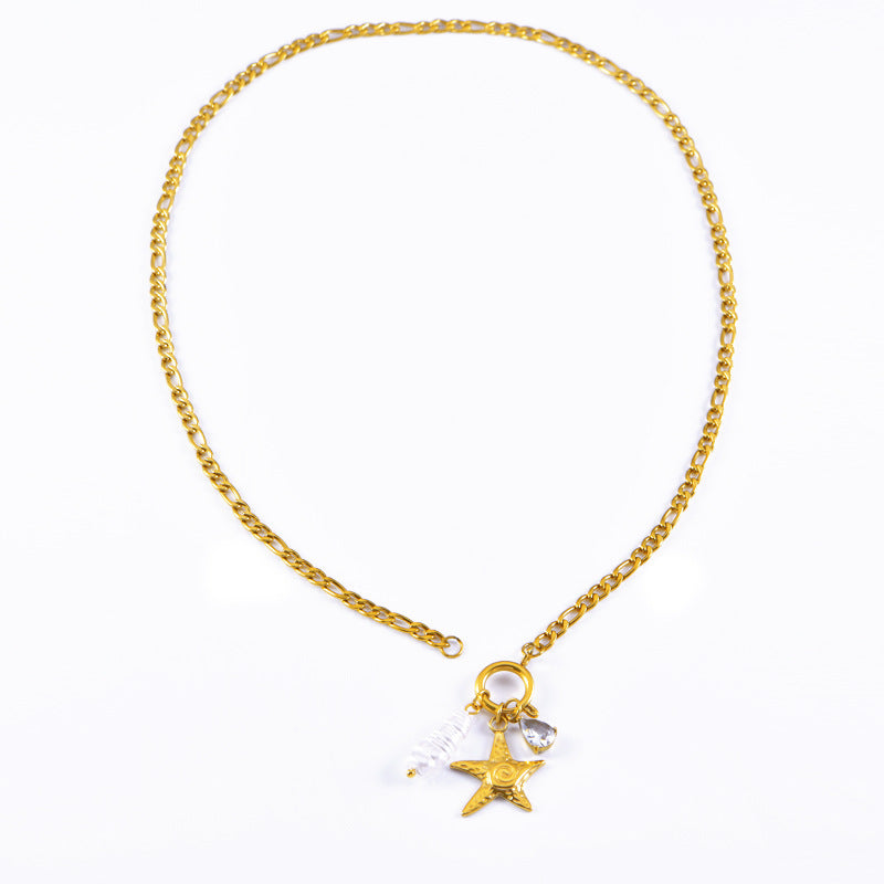 Wholesale  304 stainless steel handmade DIY pendant necklace love starfish clavicle chain