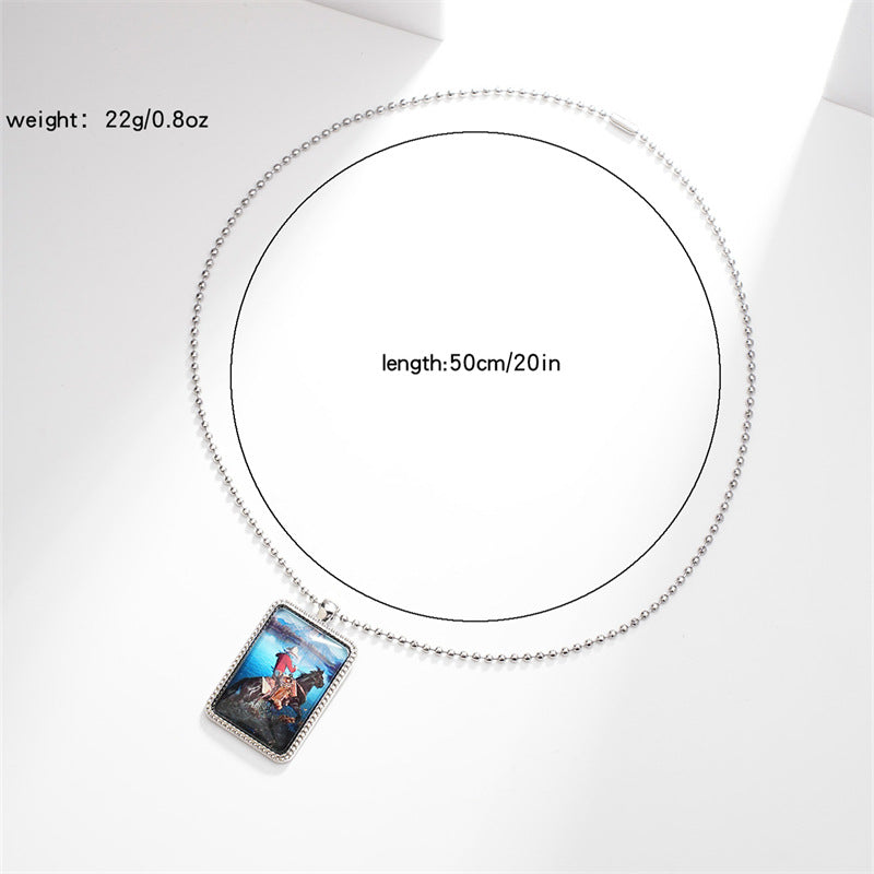 Wholesale Western Denim Keychain Bag Pendant European Style Trendy Personality Riding Metal Pendant Necklace Wholesale ACC-KC-HuiWen002