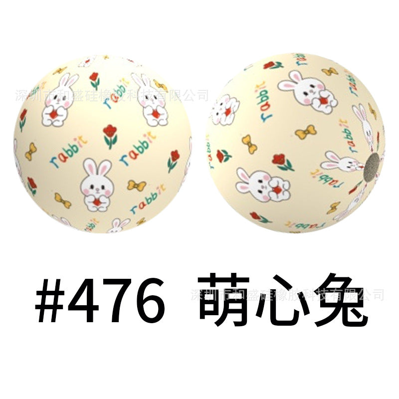 Wholesale 50pcs 15mm Western Style Leopard Skull Color Aztec Printed Silicone Balls Beads ACC-BDS-HeSheng001