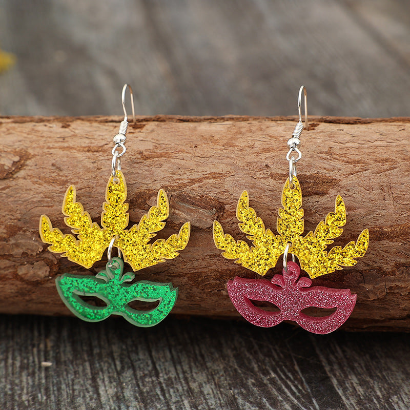 Wholesale  Carnival Night  Fashion Mask Ball Sequin Earrings Acrylic Earring