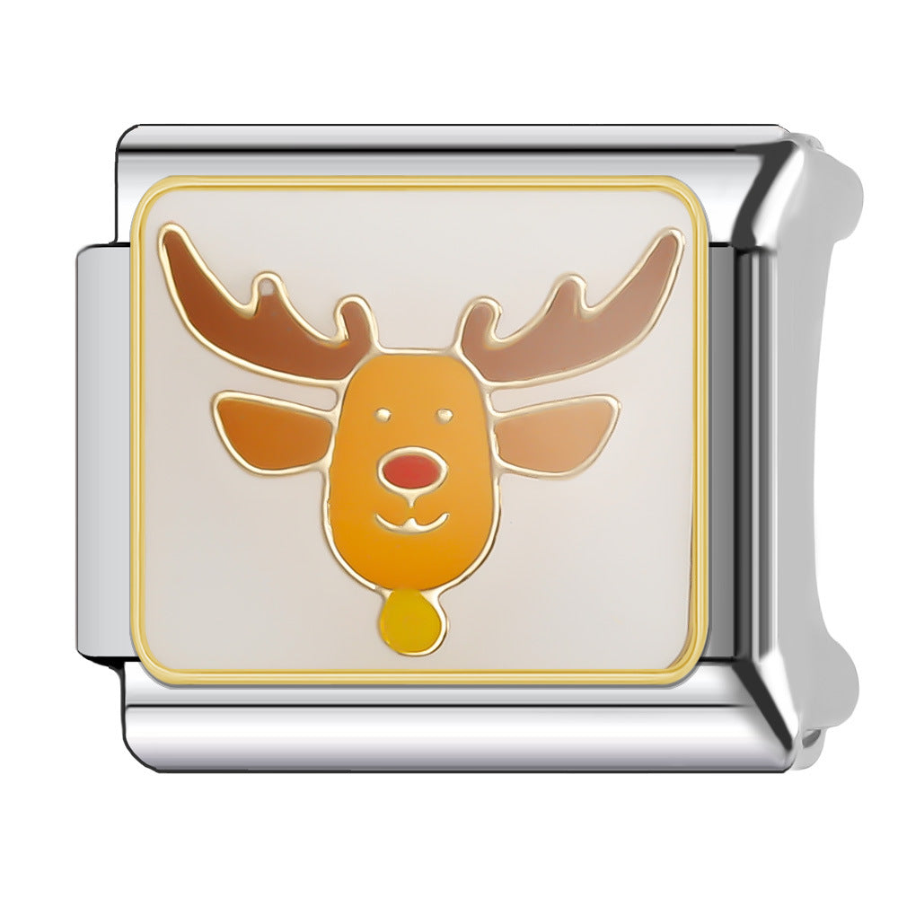 Wholesale Italian Charm Bracelet 9mm DIY Splicing Christmas Series Stainless Steel Composable Bracelet