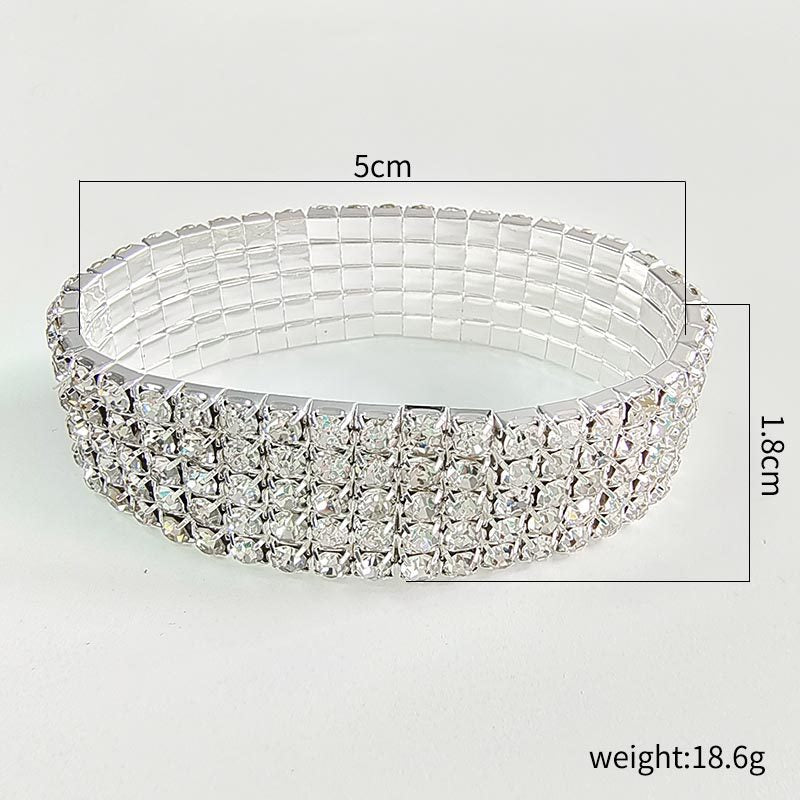 Wholesale Simple Bracelet with 8 Rows of Diamonds and Shiny Bracelets Necklace Set ACC-BT-ChenRui001