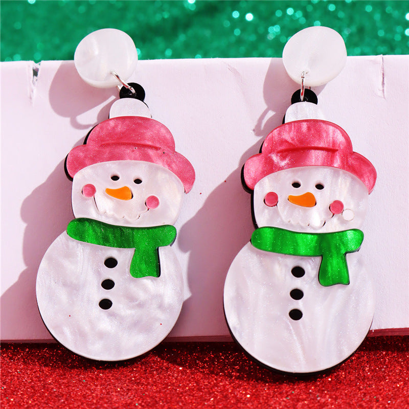 Wholesale  Acrylic Earrings Christmas Funny Snowman Earrings