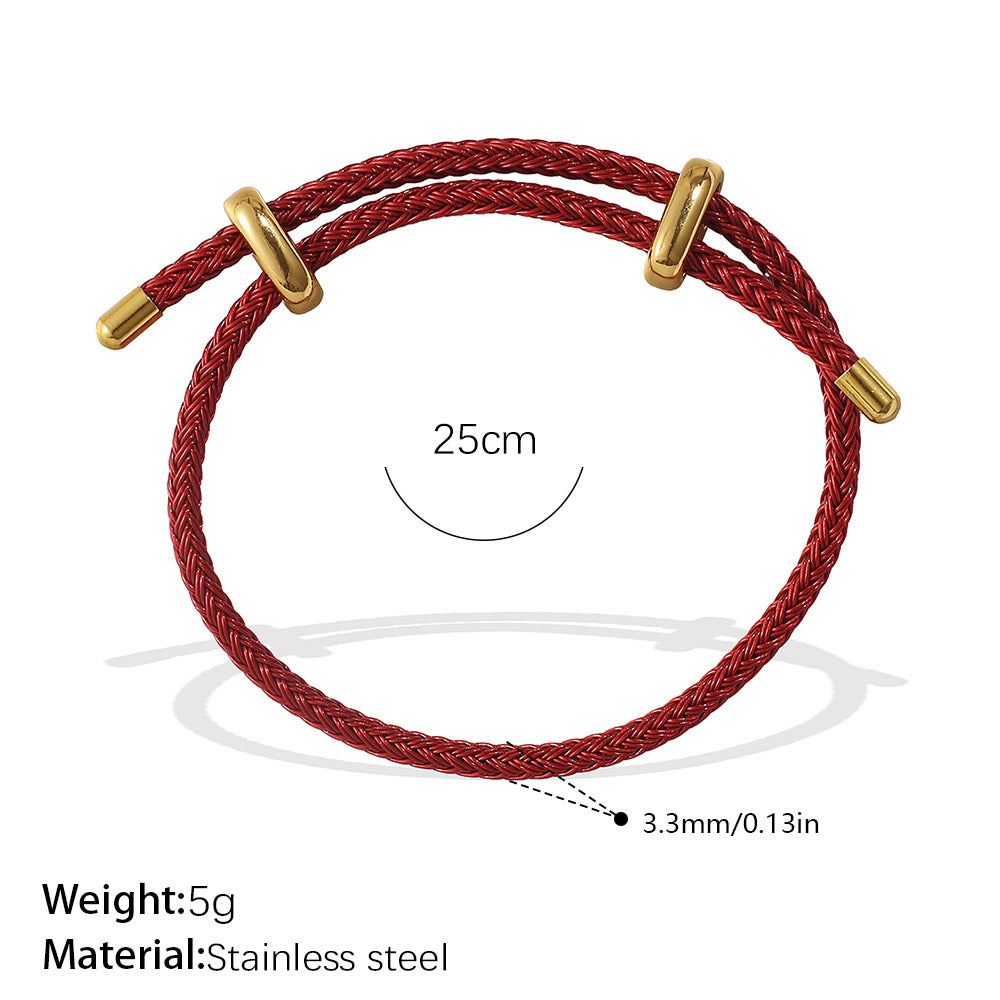 Wholesale Cross-Border European and American Popular Adjustable Rope Multi-Pendant Bracelet DIY Stainless Steel Plated 18K Gold Bracelet Accessible Luxury Model