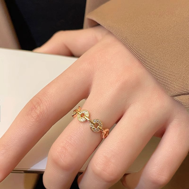 Wholesale Copper Electroplated Fashion Ring with Coin Design,  Trendy Everyday Wear Adjustable Open Ring for Women