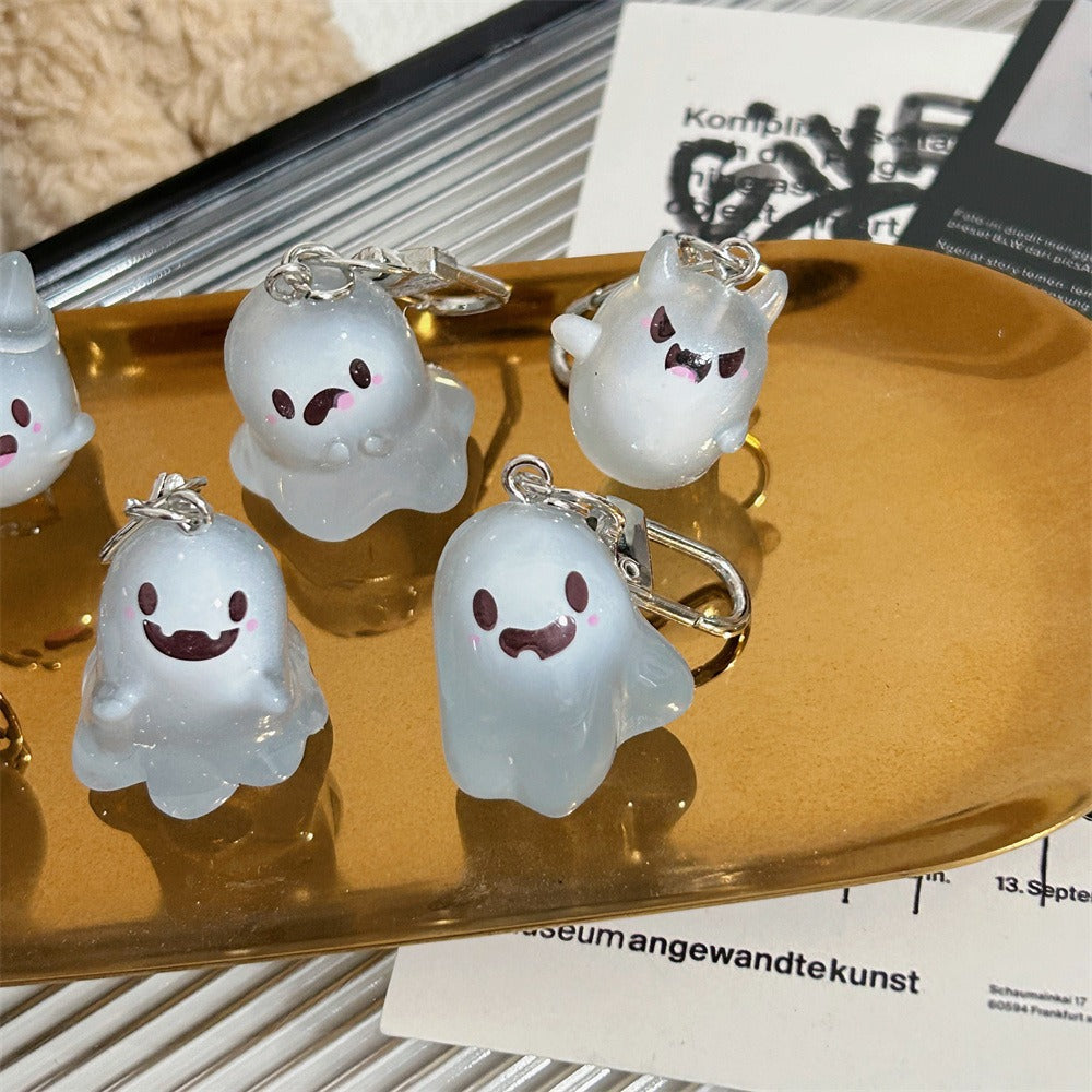 Wholesale Glow-in-the-Dark Laughing Ghost Resin Keychain  Bag Charm Gift