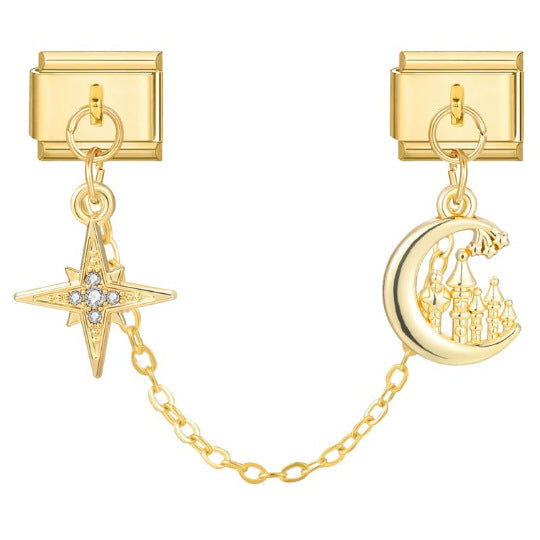 Wholesale 2PCS 9mm Italian Charm Starter Bracelets DIY Flower Bow Pendant Stainless Steel Composable Bracelet