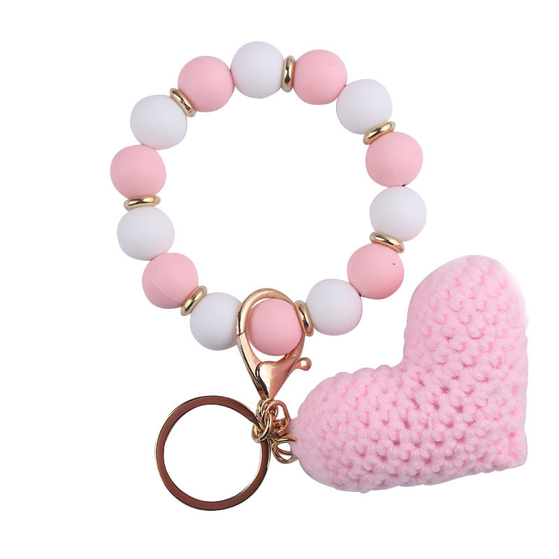 Wholesale Cartoon Love Wool Silicone Beaded Wrist Keychain ACC-KC-GuangTian050