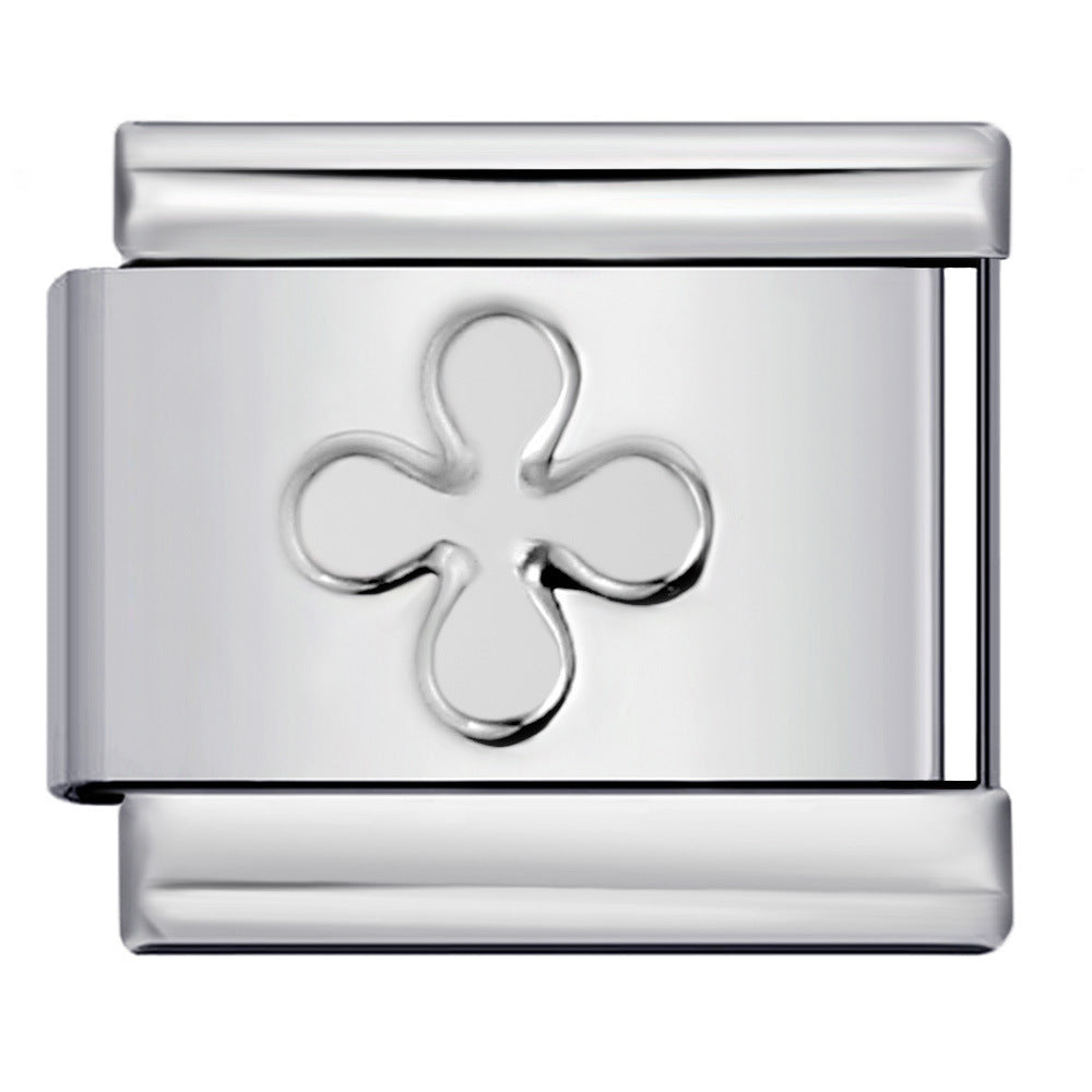Wholesale DIY Italian Charm Bracelet Stainless Steel Concave Stamp Design Silver Jewelry Accessory for Boutique Resale