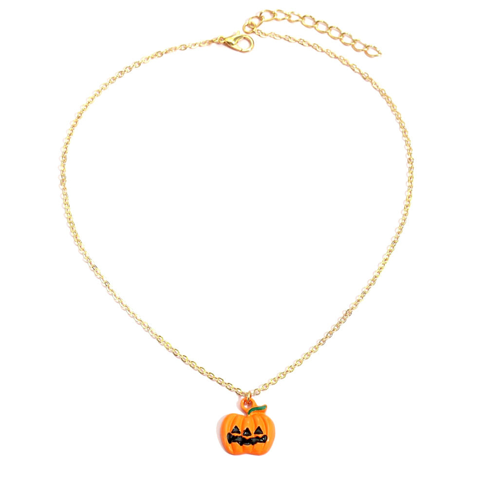 Wholesale   alloy oil drop clavicle chain Pumpkin ghost grimace faceless necklace
