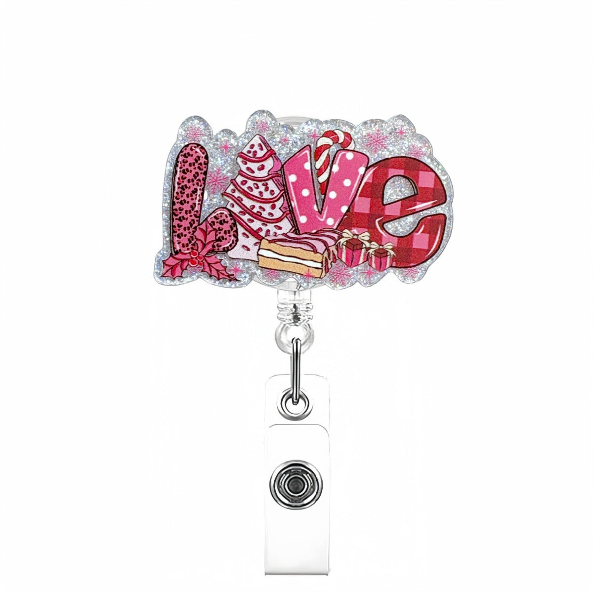 Wholesale retractable acrylic Valentine' s Day Badge Reels