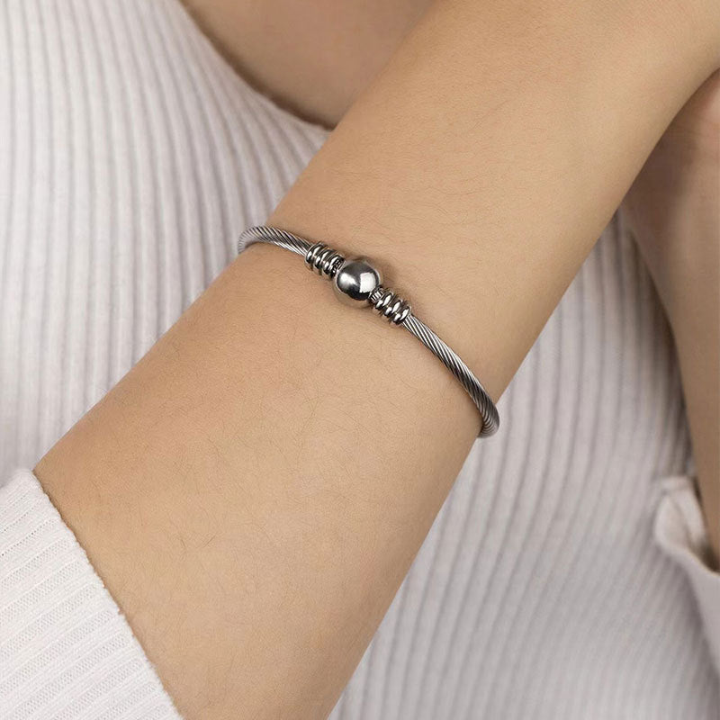 Wholesale Stainless Steel Beads Spiral Ring Bracelet ACC-BT-RuiX004