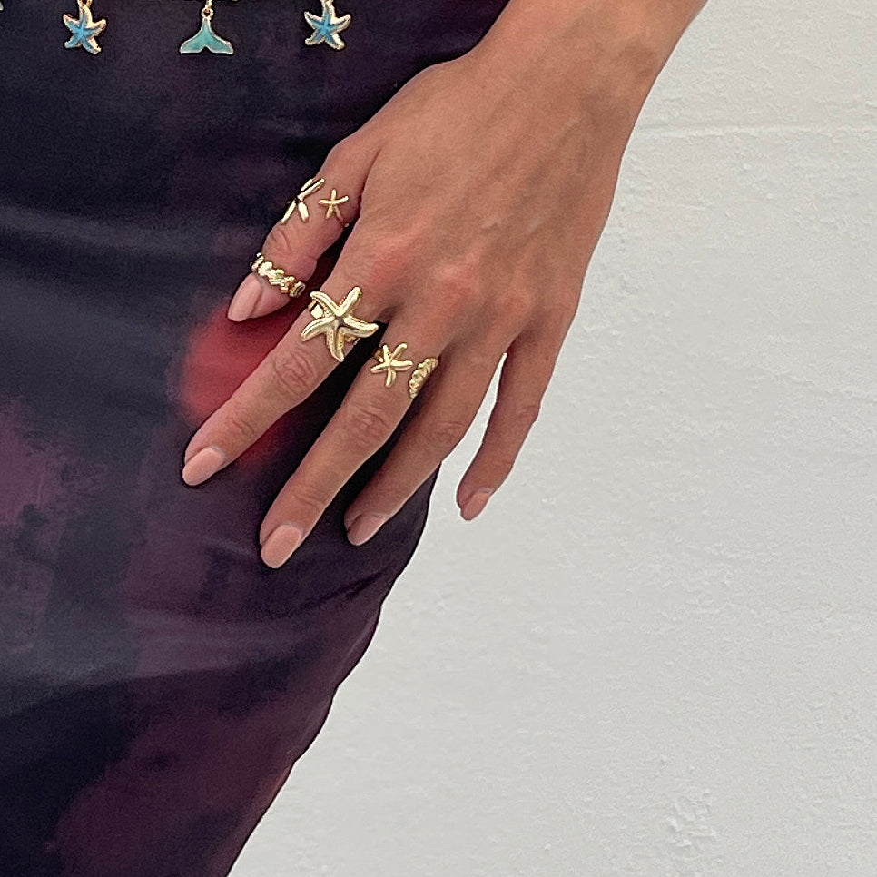 Wholesale Bohemian personality starfish ring set ring for women