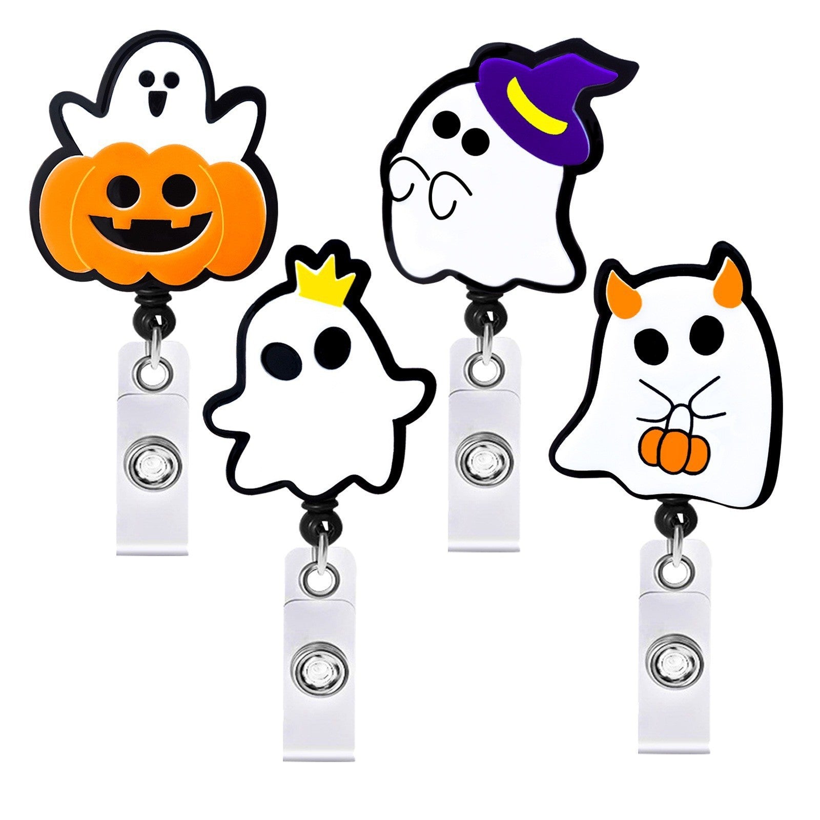 Wholesale DIY  Ghost Badge Clip Retractable ID Card Holder Acrylic Resale Accessory