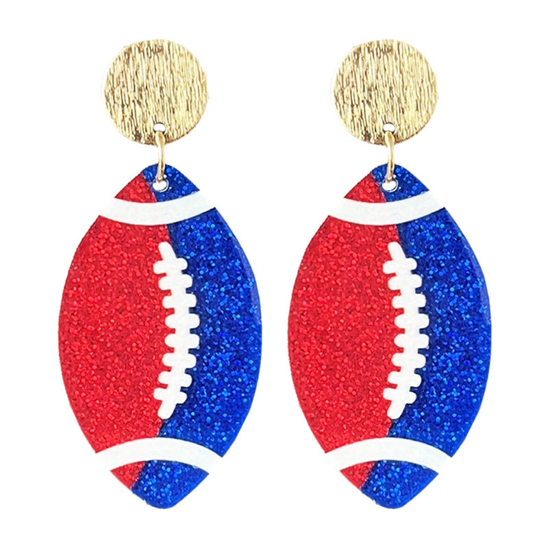 Wholesale  source football soccer color contrast fashion ladies shiny acrylic earrings