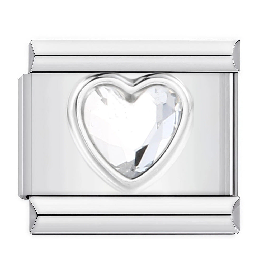 Wholesale DIY Italian Charms Bracelet in Titanium Steel with Rhinestone Hearts,  Fashion Jewelry Accessory