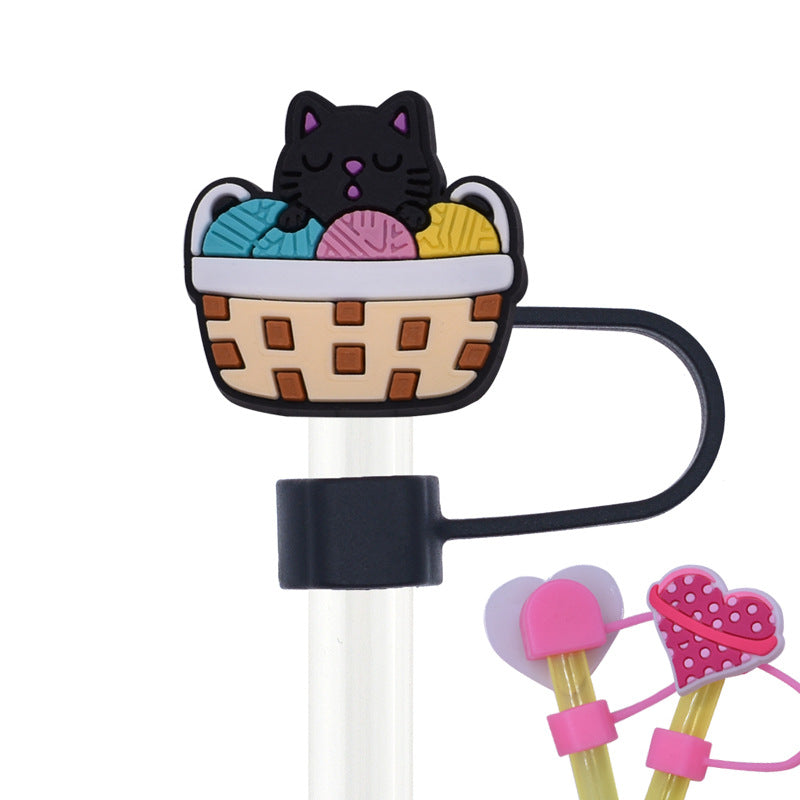 Wholesale Random 100pcs Animal Pet Cat Straw Cover 10MM Straw Tube Cap