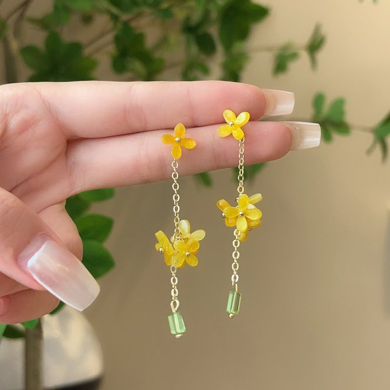 Wholesale Osmanthus Yellow Flower Pearl Earrings