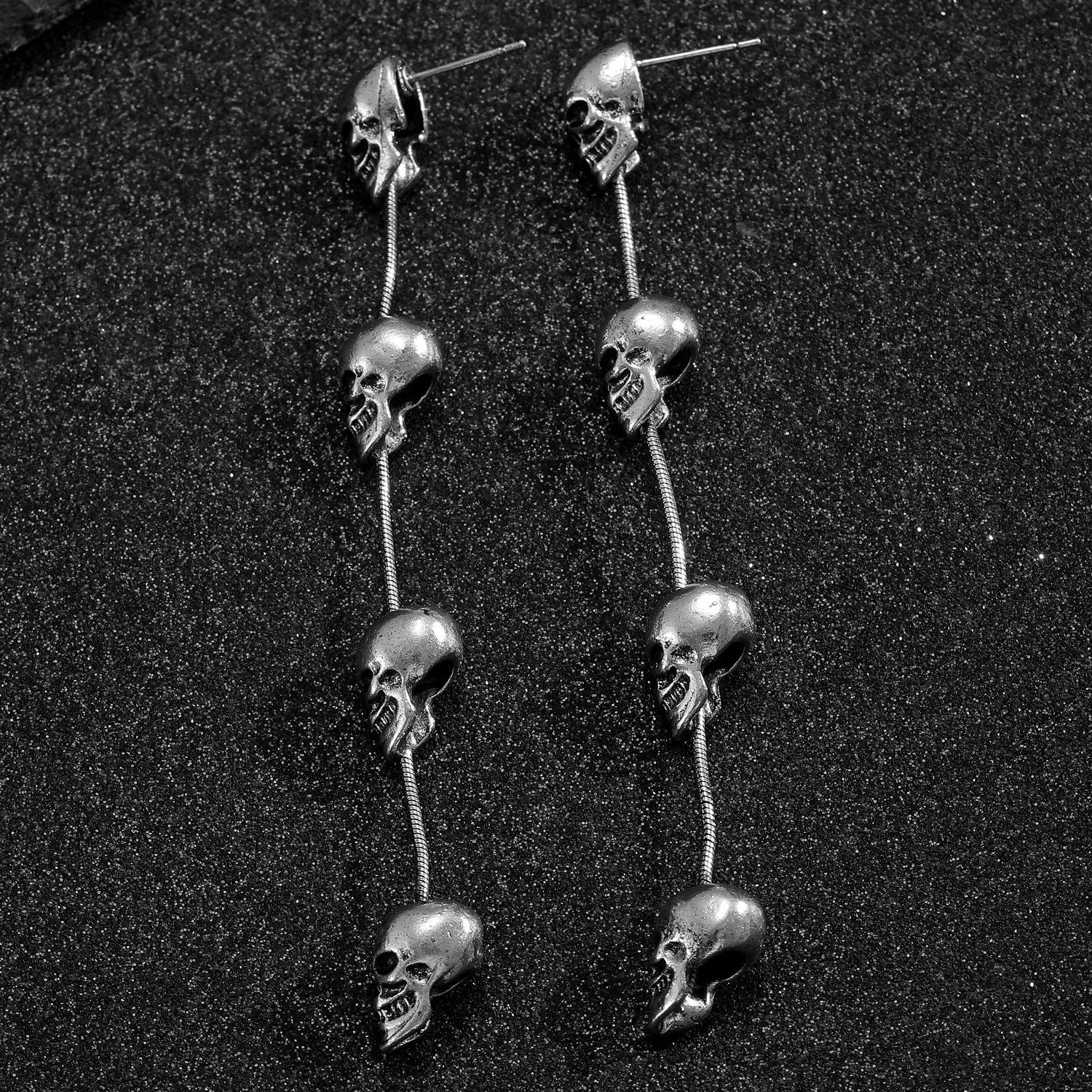 Wholesale Dark Gothic  Skull Long Tassel Earrings Fashion Accessory Gift for Women