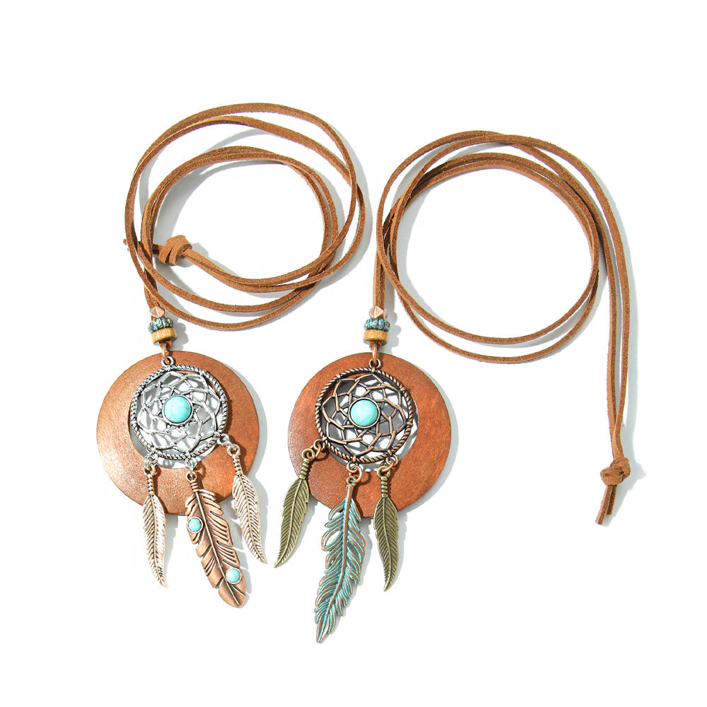 Wholesale Bohemian Retro Alloy Dream Catcher Pendant Necklace Fashion Accessory