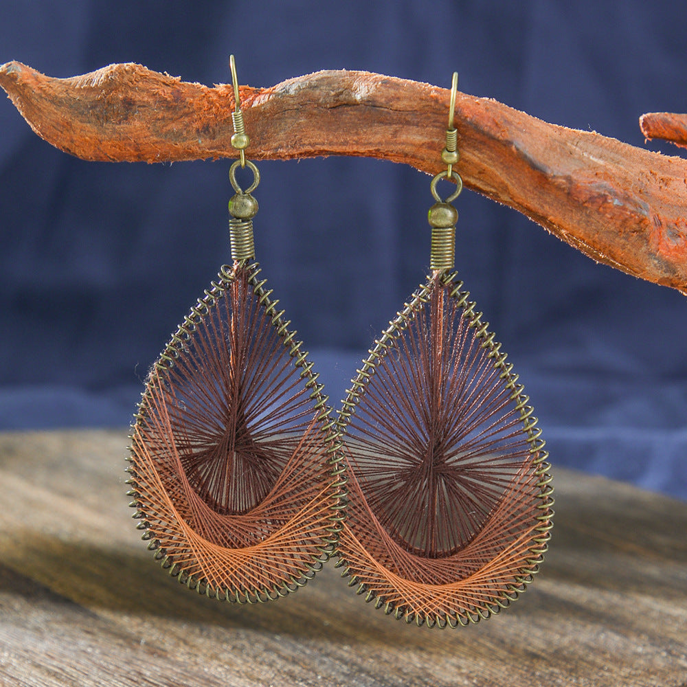 Wholesale Bohemian Retro Hand Woven Earrings Ethnic Style Zinc Alloy Jewelry Accessory for Vacation