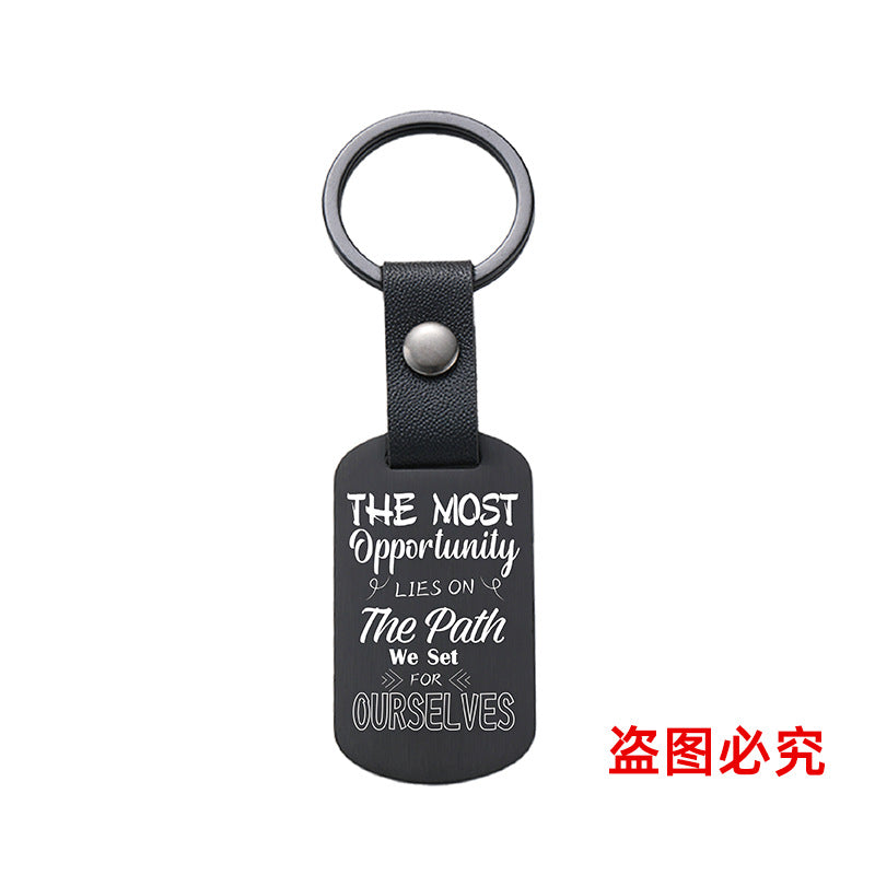 Wholesale Motivational Positive Metal Leather Keychains ACC-KC-GangGu032