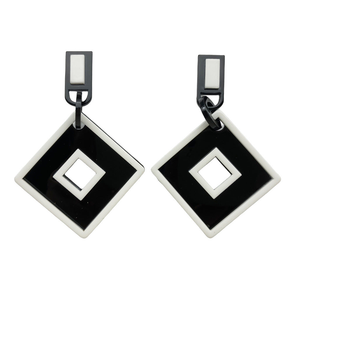 Wholesale Black and White Contrast Geometric Acrylic Earrings ACC-ES-FX030