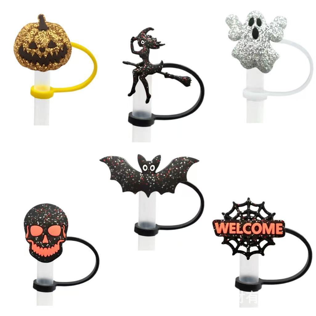 Wholesale 10pcs  themed spill prevention Straw Cover Straw Tube Cap