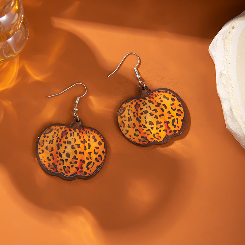Wholesale Fall Harvest Pumpkin Earrings Handmade Alloy Geometric Jewelry Accessory