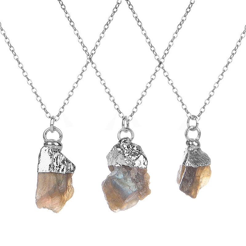 Wholesale Colored Natural Stone Irregular Birthstone Crystal Alloy Necklace ACC-NE-ZhuangZ005