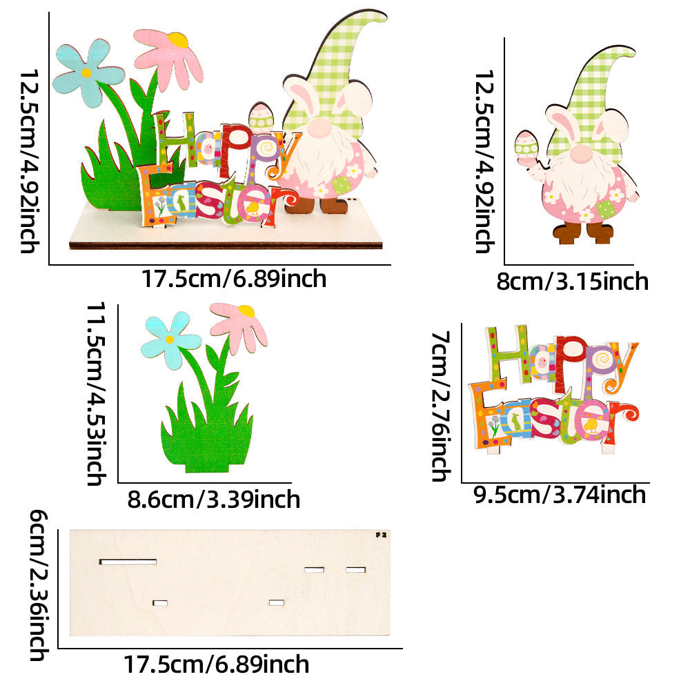 Wholesale Easter wooden crafts rabbit color egg wooden piece decoration
