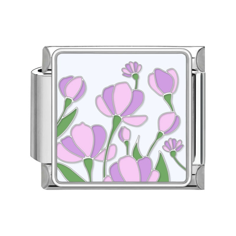 Wholesale Flower Module DIY Bracelet Set Italian Creative Design Stainless Steel Jewelry for Boutique Resale