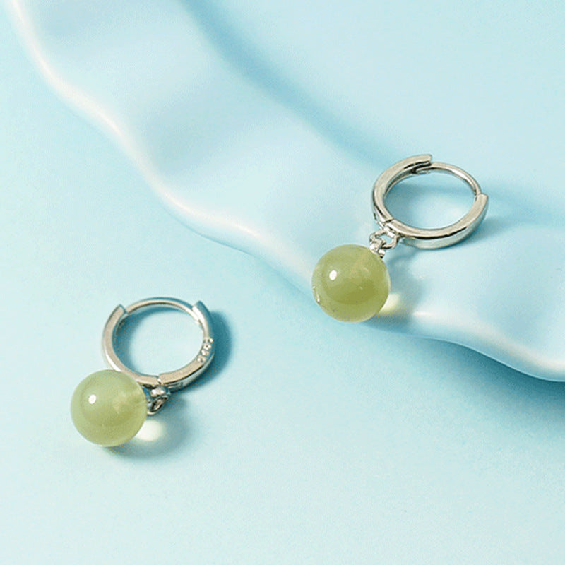 Wholesale Simple Green Jade Earrings