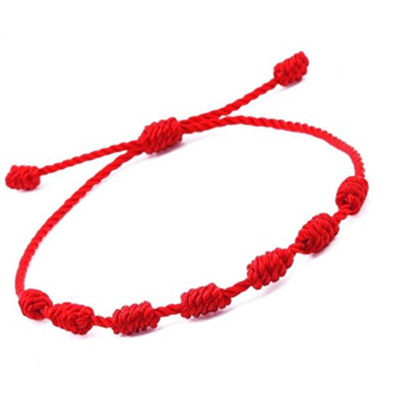 Wholesale Adjustable Pull Braided Hand Rope Palm Eye Handmade Seven-section Flat Knot Red Rope Bracelet ACC-BT-Yunh001