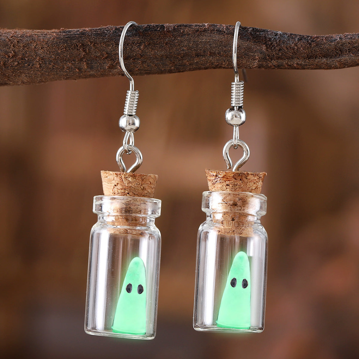 Wholesale Halloween Luminous Ghost Small Pendant Necklace Earrings ACC-NE-ChuLian001