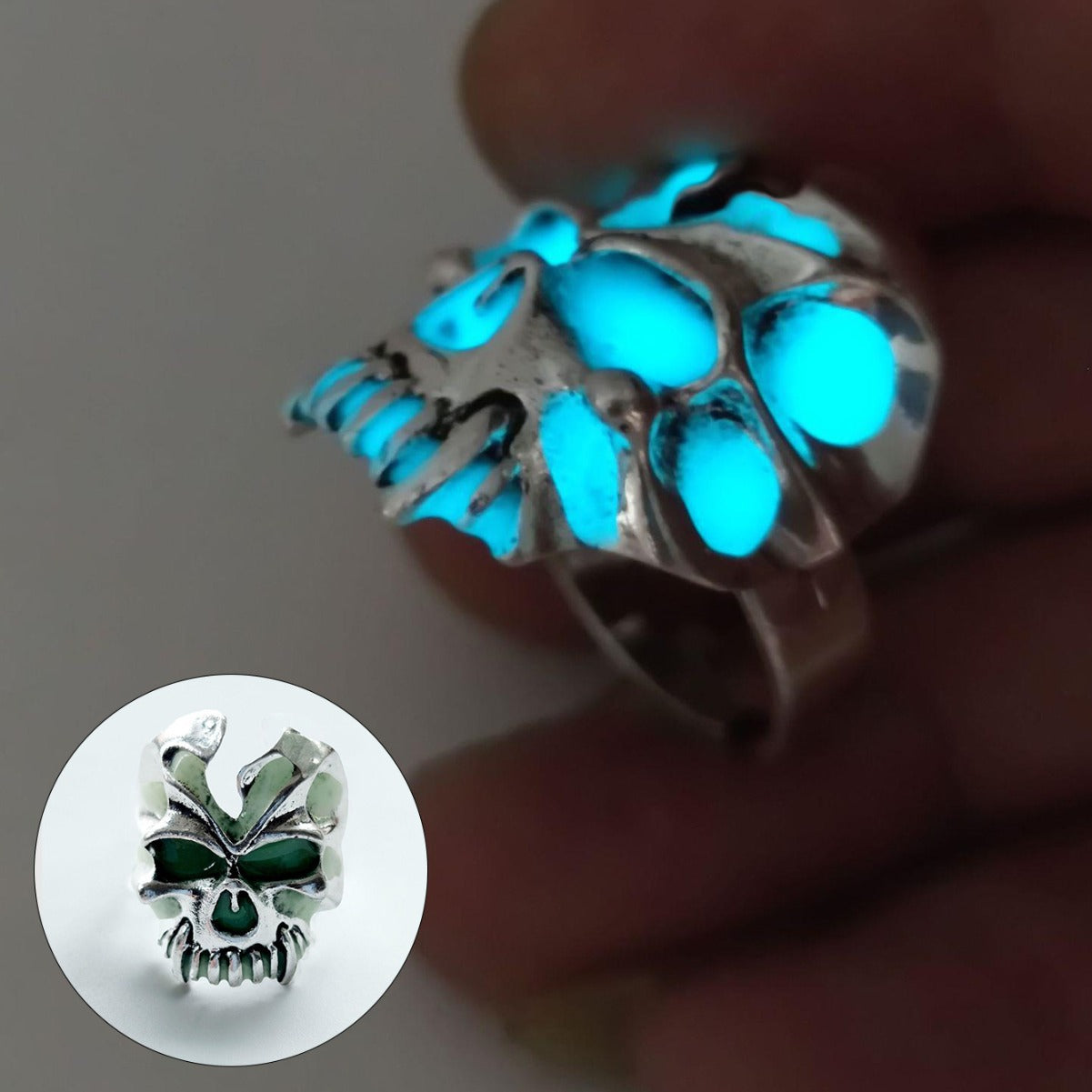 Wholesale Retro  Glow-in-the-Dark Skull Ring Drip Oil Unisex Jewelry Accessory Gift